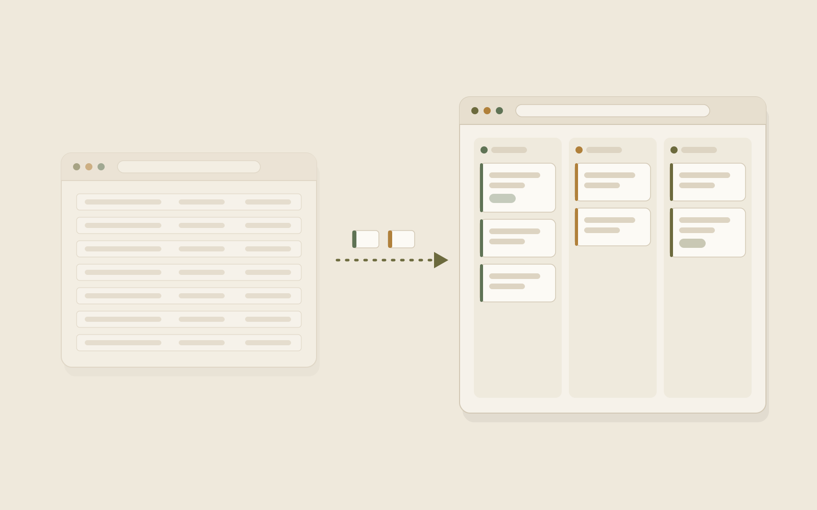 Illustration showing ticket data moving from a legacy system into a new platform.